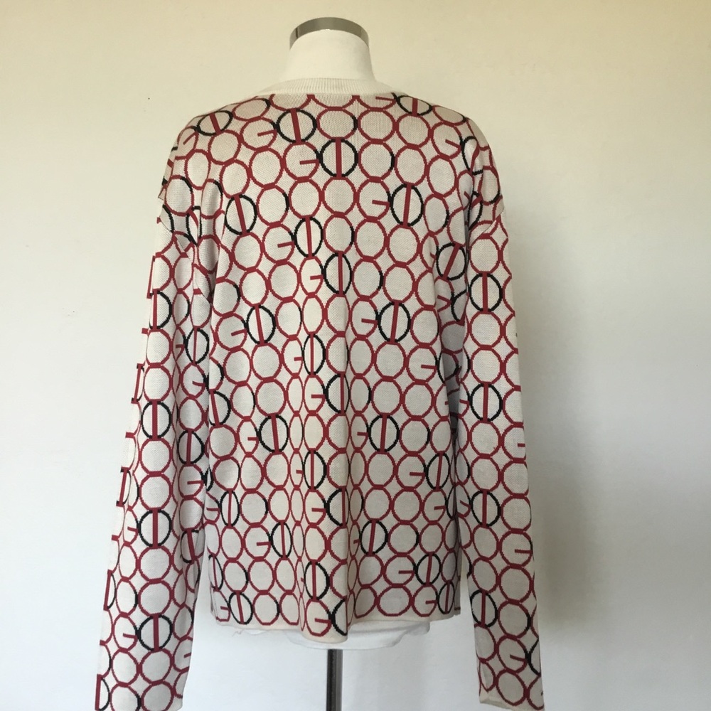 COOGI Red and Black Patterned Crewneck Sweater